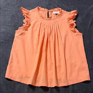 Universal Thread ruffle trim coral pink blouse women’s medium pleated bright fun